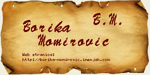Borika Momirović vizit kartica